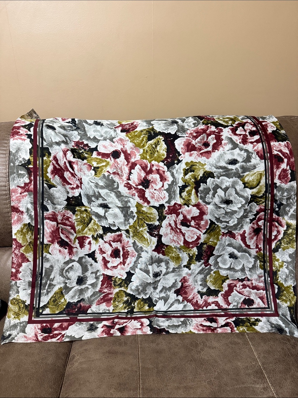 Vintage Italian Floral Square Scarf Made In Italy 70s 80s Retro